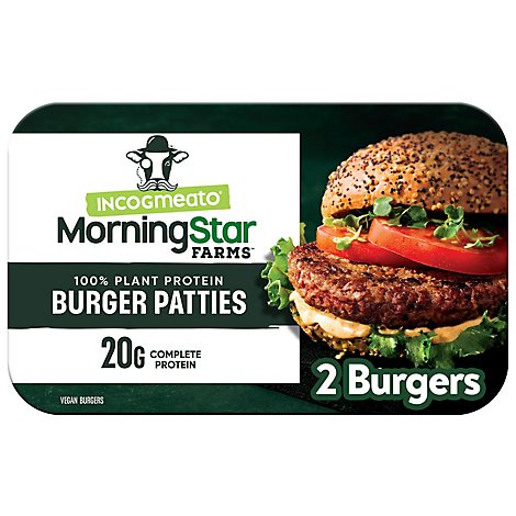 MorningStar Farms Incogmeato Meatless Burgers Vegan PlantBased Protein Original 2 Count - 8.5 Oz 