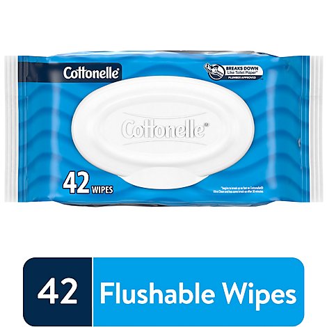 Cottonelle Flushable Wet Wipes Fliptop Pack - 42 Count