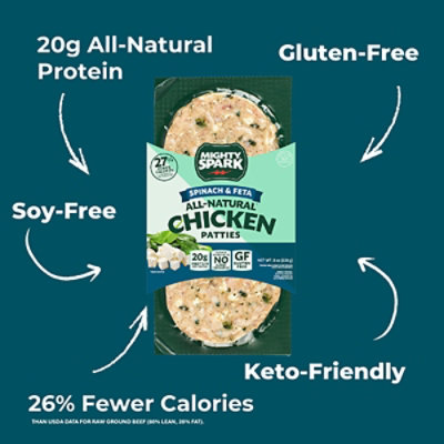 Mighty Spark Spinach & Feta Chicken Patties - 8 Oz - Image 2