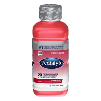 Pedialyte Electrolyte Solution Ready To Drink Strawberry - 16.9 Fl. Oz.