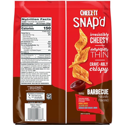 Cheez-It Snapd Cheese Cracker Chips Thin Crisps BBQ - 7.5 Oz - Image 5