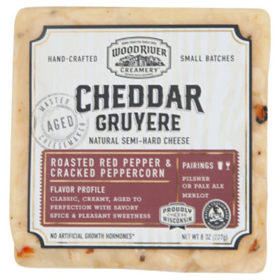 Wood River Creamery Roasted Red Pepper Cheddar Cheese - 0.5 Lb.