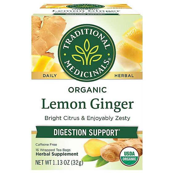 Trad Medicinals Tea Lemon Ginger Org - 16 Count