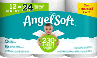 Angel Soft Bathroom Tissue Double Rolls White - 12 Roll - Image 2