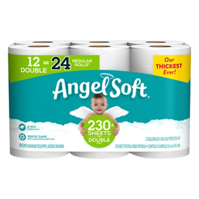 Angel Soft Bathroom Tissue Double Rolls White - 12 Roll - Image 1