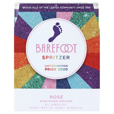 Barefoot Spritzer Rose Wine Limited Time Pride Package Single Serve Cans - 4-250 Ml