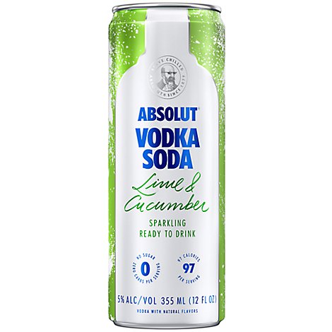 Absolut Ready To Drink Lime & Cucumber Vodka Soda Can - 4-355 Ml