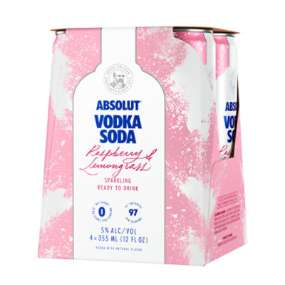 Absolut Vodka Soda Sparkling Raspberry & Lemongrass - 4-355Ml