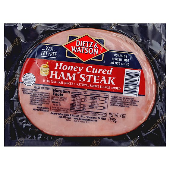 Dietz & Watson Ham Steak Honey Cured - 7 Oz