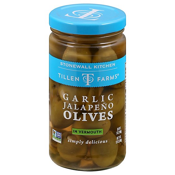 Tillen Farms Olives Garlic Jalapeno - 12 Oz