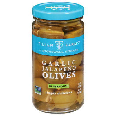 Tillen Farms Olives Garlic Jalapeno - 12 Oz