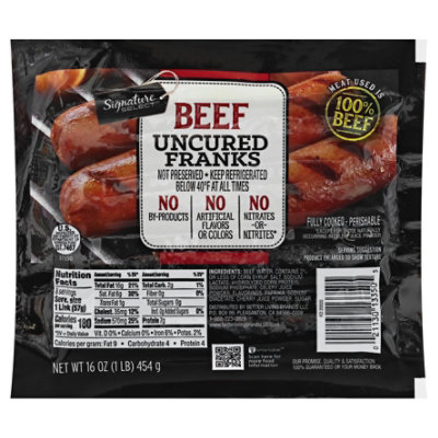 Signature Select Franks Uncured Beef - 16 Oz