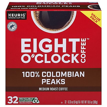 Eight OClock Coffee Arabica K Cup Pods Medium Roast Colombian Peaks Value Pack - 32-0.33 Oz - Image 2