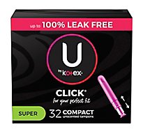 U By Kotex Click Compact Tampons Super - 32 Count