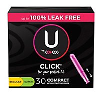 U By Kotex Click Compact Tampons Multipack - 30 Count