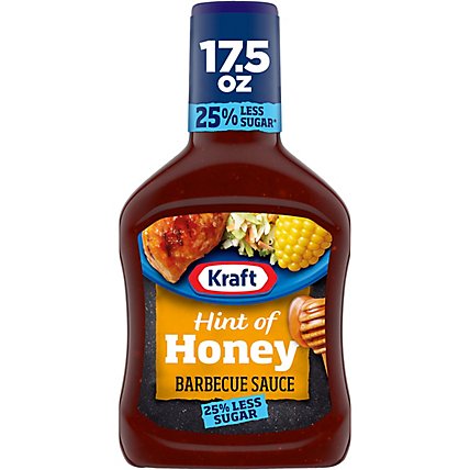 Kraft Hint of Honey Barbecue Sauce with 25% Less Sugar Bottle - 17.5 Oz - Image 1