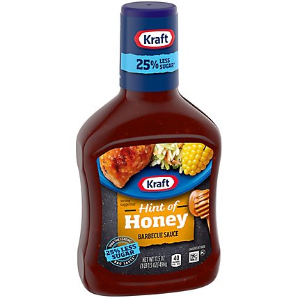 Kraft Hint of Honey Barbecue Sauce with 25% Less Sugar Bottle - 17.5 Oz - Image 3