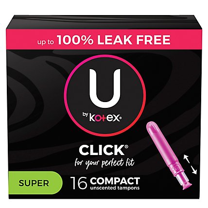 U by Kotex Click Compact Super Tampons - 16 Count - Image 1