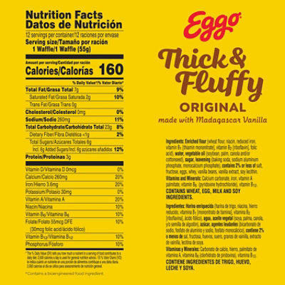 Eggo Thick and Fluffy Frozen Waffles Original Frozen Breakfast 12 Count - 23.2 Oz - Image 3