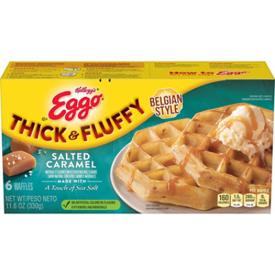 Eggo Thick and Fluffy Frozen Waffles Breakfast Salted Caramel 6 Count - 11.6 Oz