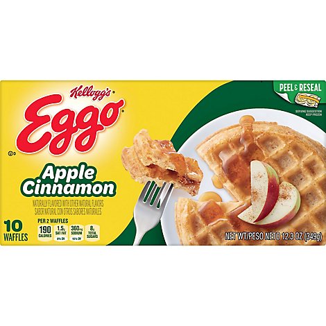  Eggo Frozen Waffles Breakfast Apple Cinnamon 10 Count - 12.3 Oz 