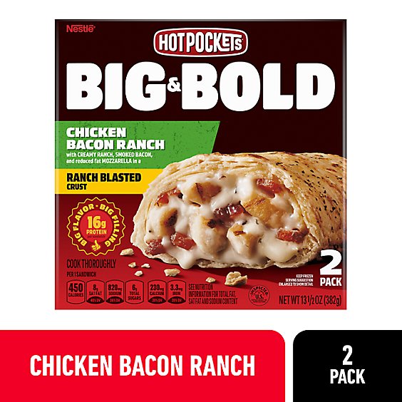 Hot Pockets Frozen Snack Big & Bold Chicken Bacon Ranch - 13.5 Oz