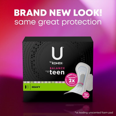 U by Kotex Balance Teen Heavy Absorbency Ultra Thin Pads with Wings - 14 Count - Image 2