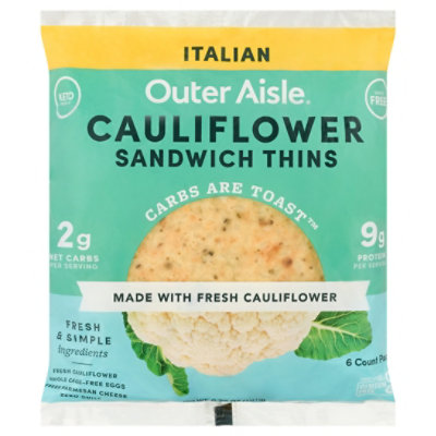 Outer Aisle Italian Cauliflower Sandwich Thins 6 count - 6.75 Oz - Image 2