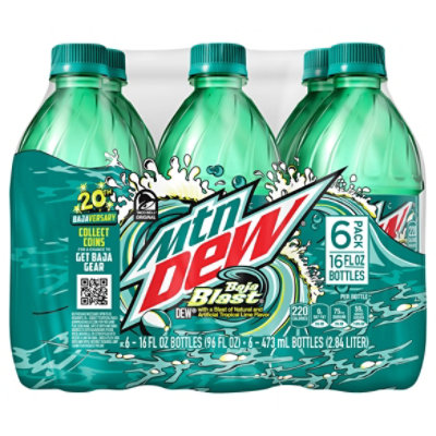 Mtn Dew Soda Baja Blast Citrus With Tropical Lime Natural And
