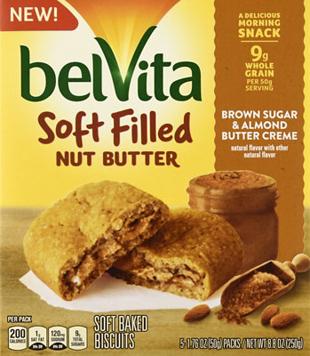 belVita Biscuits Soft Filled Nut Butter Brown Sugar & Almond Butter Creme - 5-1.76 Oz