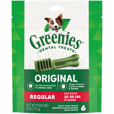 Greenies Original Regular Natural Dog Dental Care Chews Oral Health Dog Treats 6 Count - 6 Oz - Image 1