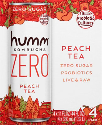 Humm Kombucha Zero Sugar Peach Tea - 4-11 Fl. Oz. - Image 2