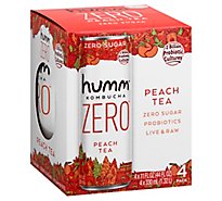 Humm Kombucha Zero Sugar Peach Tea - 4-11 Fl. Oz.