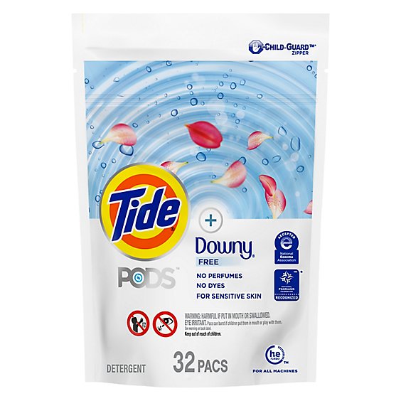 Tide PODS Liquid Laundry Detergent Pacs + Downy Free HE Compatible - 32 Count