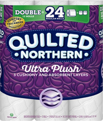 Quilted Northern Ultra Plush Toilet Paper 12 Double Roll White - Each
