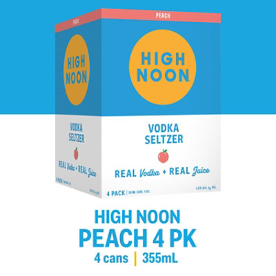 High Noon Peach Vodka Hard Seltzer Single Serve Cans - 4-355 Ml - Image 2