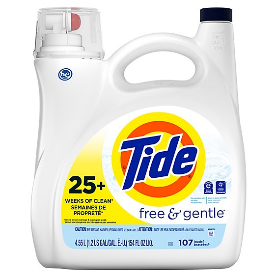 Tide Free & Gentle HE Compatible Liquid Laundry Detergent 107 Loads - 154 Fl. Oz.