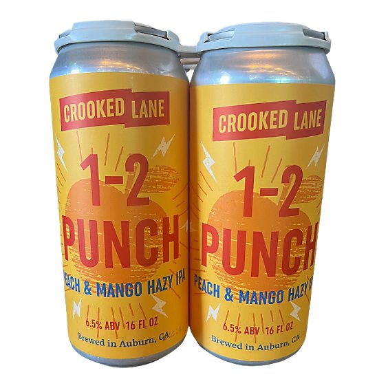 Crooked Lane 1-2 Punch Hazy Ipa In Cans - 4-16 Fl. Oz.