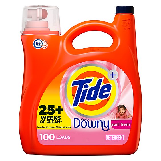Tide HE Compatible 100 Loads Liquid Laundry Detergent with Touch of Downy - 154 Fl. Oz.