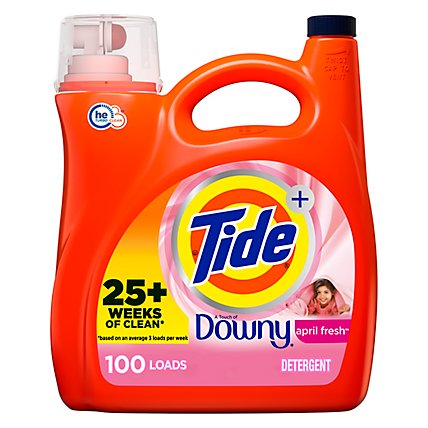 Tide HE Compatible 100 Loads Liquid Laundry Detergent with Touch of Downy - 154 Fl. Oz. - Image 1