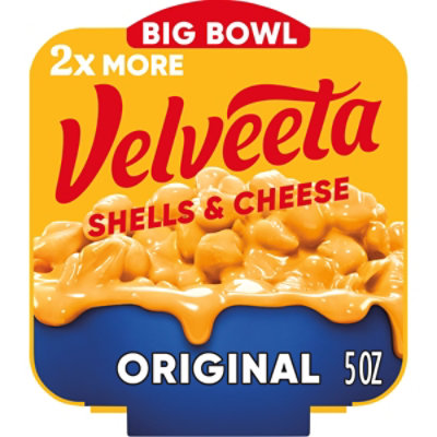 Velveeta Shells & Cheese Original Shell Pasta with 2X the Creamy Shells Big Bowl Microwave Meal - 5 Oz