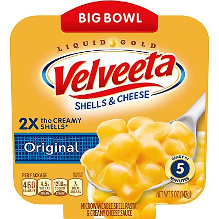 Velveeta Shells & Cheese Original with 2X the Creamy Shells Big Bowl Microwave Meal Tray - 5 Oz - Image 5