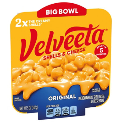 Velveeta Shells & Cheese Original with 2X the Creamy Shells Big Bowl Microwave Meal Tray - 5 Oz - Image 8