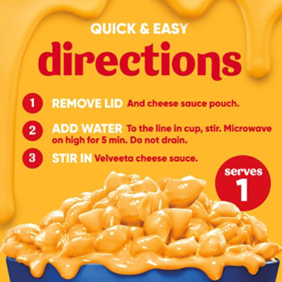 Velveeta Shells & Cheese Original Shell Pasta with 2X the Creamy Shells Big Bowl Microwave Meal - 5 Oz - Image 5