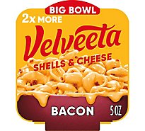 Velveeta Shells & Cheese with Bacon and 2X the Creamy Shells Big Bowl Microwave Meal Tray - 5 Oz