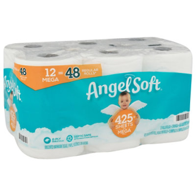 Angel Soft Bathroom Tissue Mega Rolls White - 12 Roll