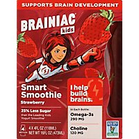 Brainiac Kids Yogurt Omega 3 Smart Smoothies Strawberry 4 Count - 4oz - Image 2