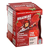 Brainiac Kids Yogurt Omega 3 Smart Smoothies Strawberry 4 Count - 4oz - Image 1
