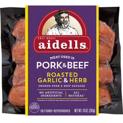 Aidells Roasted Garlic And Herb Smoked Pork & Beef Sausage - 10 Oz