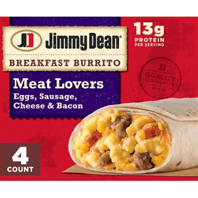 Jimmy Dean Frozen Meat Lovers Breakfast Burritos - 4 Count